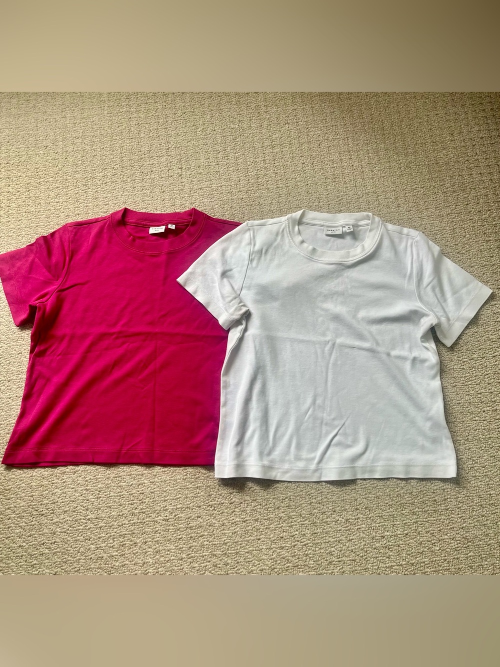 Aritzia 2 X Classic Crewneck Tee in White and Deep Pink XS